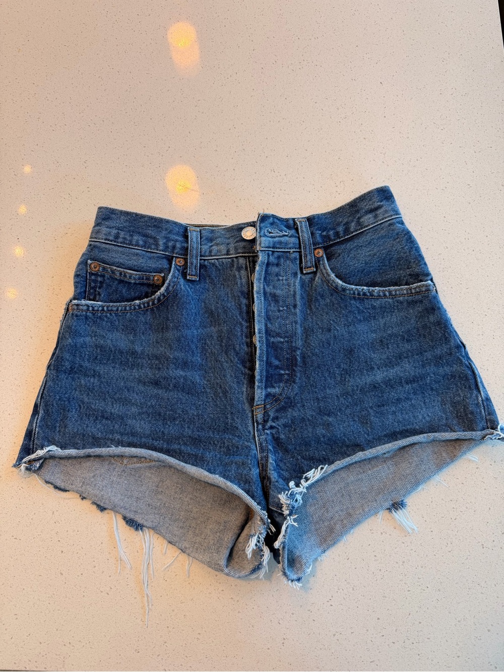 Agolde High-Waist Blue Denim Cutoff Shorts